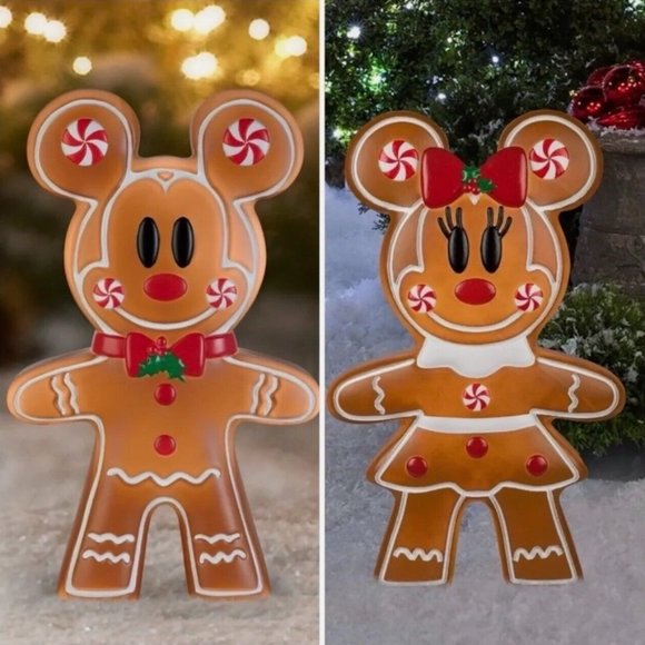 Other - 24 inch LED Lighted Gingerbread Mickey Minnie Blow Mold Outdoor Christmas Décor
